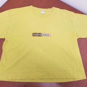 Rare VTG Guess Jeans USA Tshirt Yellow Sz XXL 1997